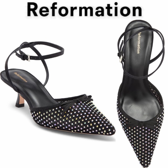 Reformation Shoes - Reformation Wade Kitten Heel Pump Black Studded Women's Shoes Sz 6 NWT